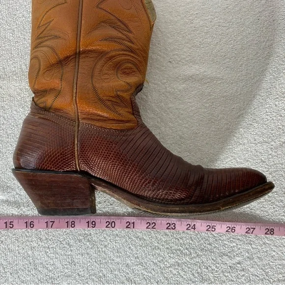 Vintage Leather Western Cowboy Boots With Vibram Soles 8.5
